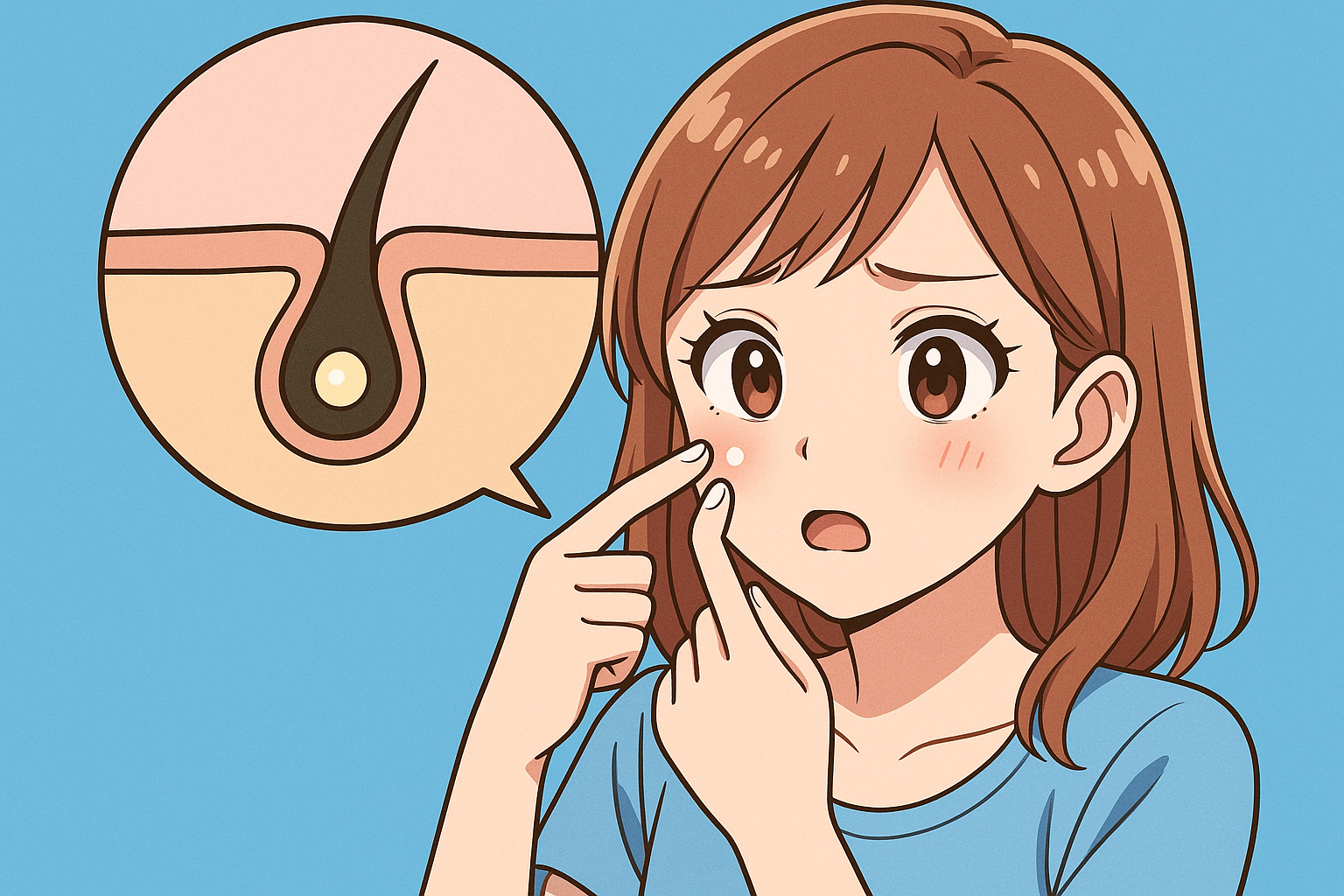 白ニキビの根本原因は「皮脂過剰」と「毛穴詰まり」の同時発生です